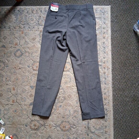 Womens Chaps Sz 14 Huskey Pants Khaki Gray Dress Pants Plain Front Formal Work - Picture 9 of 9
